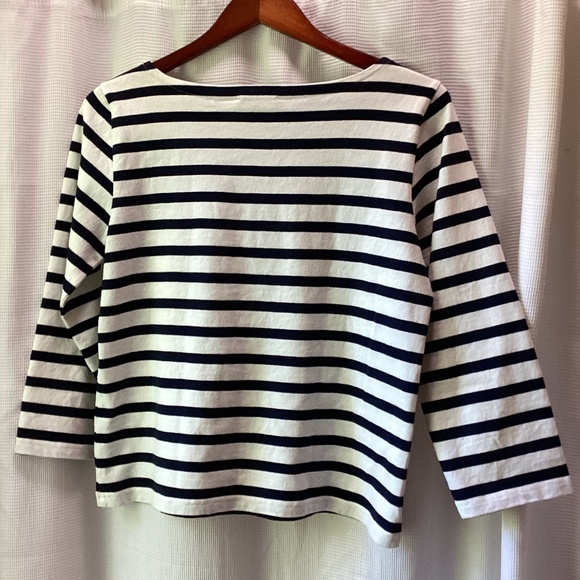J.Crew Classic Mariner Boatneck Tee * Ivory & Navy* Small - Picture 3 of 6